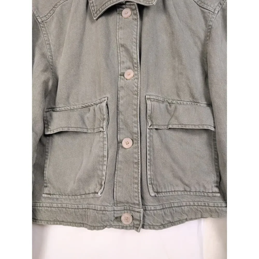 Gap Relaxed Utility green denim chore jacket Size Sm Boxy Classic Y2K Retro